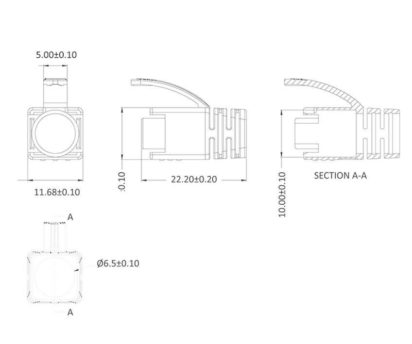 Econ connect Knickschutz für Cat.8 Stecker schwarz KSC8SW Knickschutztülle Schwarz