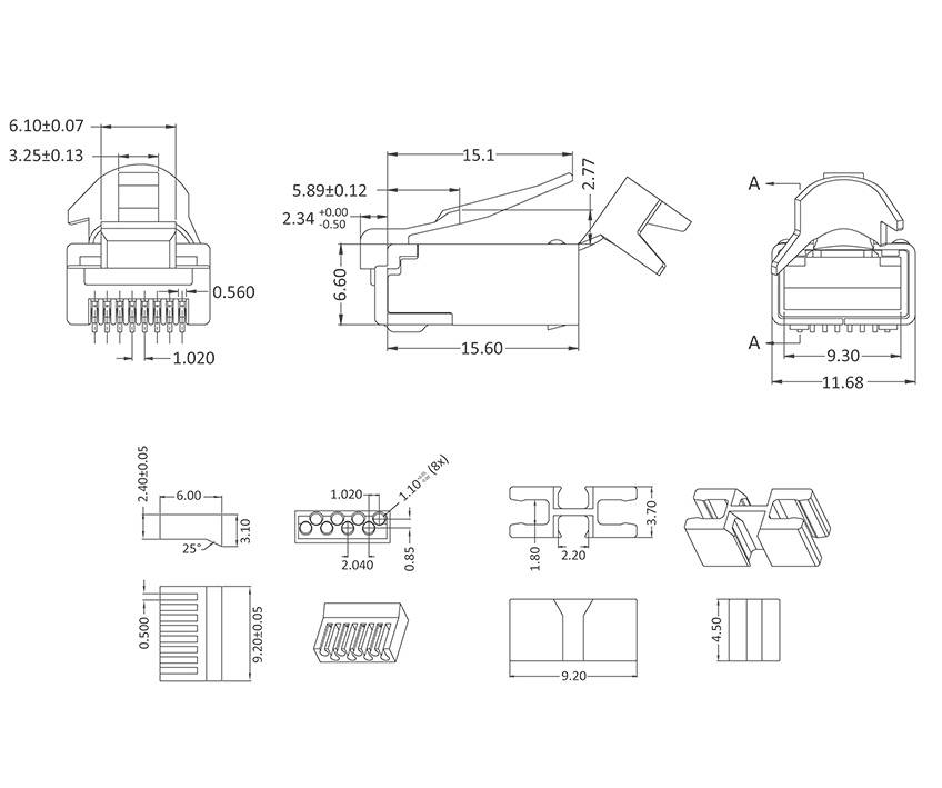 Econ connect Modular-Stecker 8/8 Cat.6a für Rundkabel MPL88C6AR Stecker, gerade Polzahl 8P8C