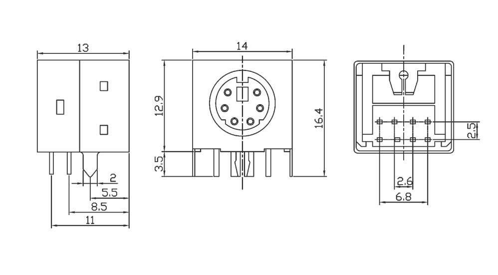 Connfly DS1093-01-BN60 Einbaubuchse Buchse, Einbau horizontal Polzahl: 6 Silber Tray