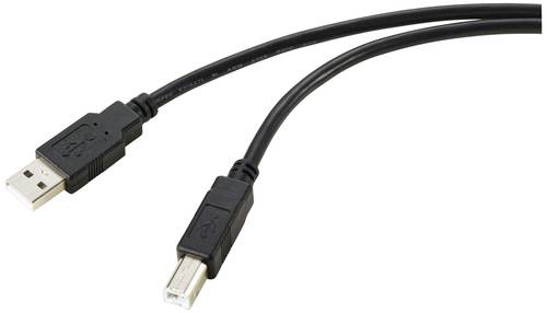 Renkforce USB-Kabel USB 2.0 USB-A Stecker, USB-B Stecker 20.00m Schwarz Geflechtschirm RF-5720372