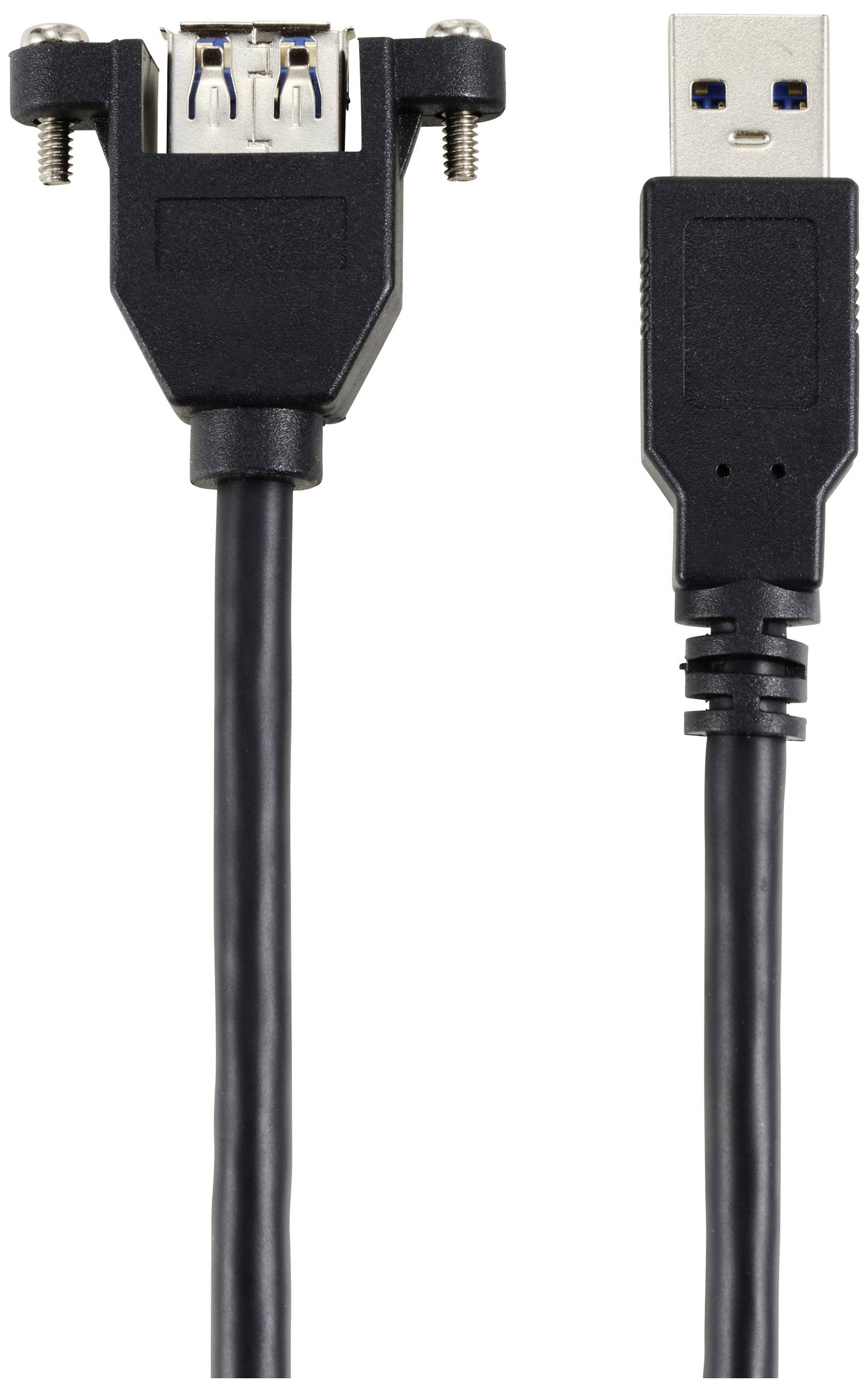 Renkforce USB-Kabel USB 3.0 USB-A Stecker, USB-A Buchse 1.00m Schwarz für Einbau, schraubbar RF-5720388
