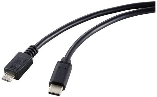 Renkforce USB-Kabel USB 2.0 USB-C® Stecker, USB-Micro-B Stecker 1.80 m Schwarz Gesamtschirm RF-5720
