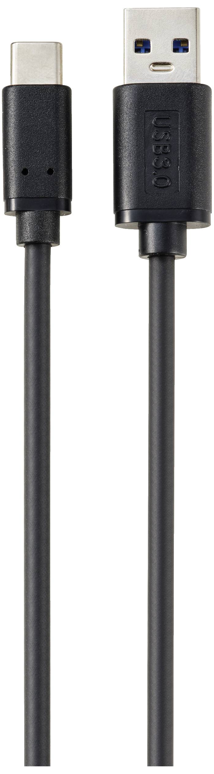 Zwei Kabel: links USB-C, rechts USB-A, schwarz mit Kunststoffummantelung.