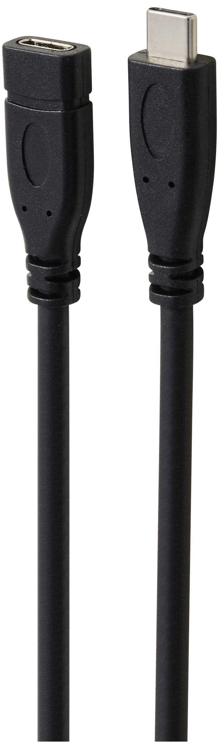 Zwei schwarze Kabel, eins mit USB-A-Anschluss und das andere mit USB-C-Anschluss, dargestellt auf einem weißen Hintergrund.