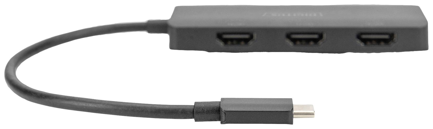 Digitus DS-45333 HDMI / USB-C® Adapter [1x USB-C® - 3x HDMI-Buchse] Schwarz ohne Ladebuchse, 4K UHD