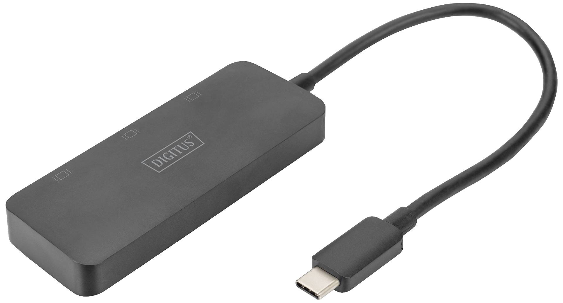Digitus DS-45334 DisplayPort / USB-C® Adapter [1x USB-C® - 3x DisplayPort Buchse] Schwarz 4K UHD, ohne Ladebuchse