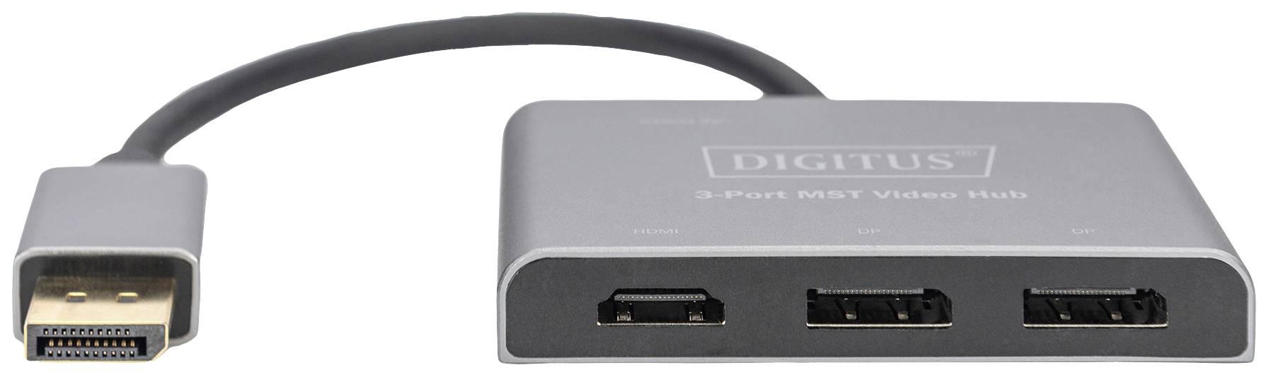 Digitus DS-45336 HDMI / DisplayPort Adapter [3x DisplayPort - 1x HDMI-Buchse] Schwarz, Grau HDMI-fähig, High Speed-HDMI, ohne