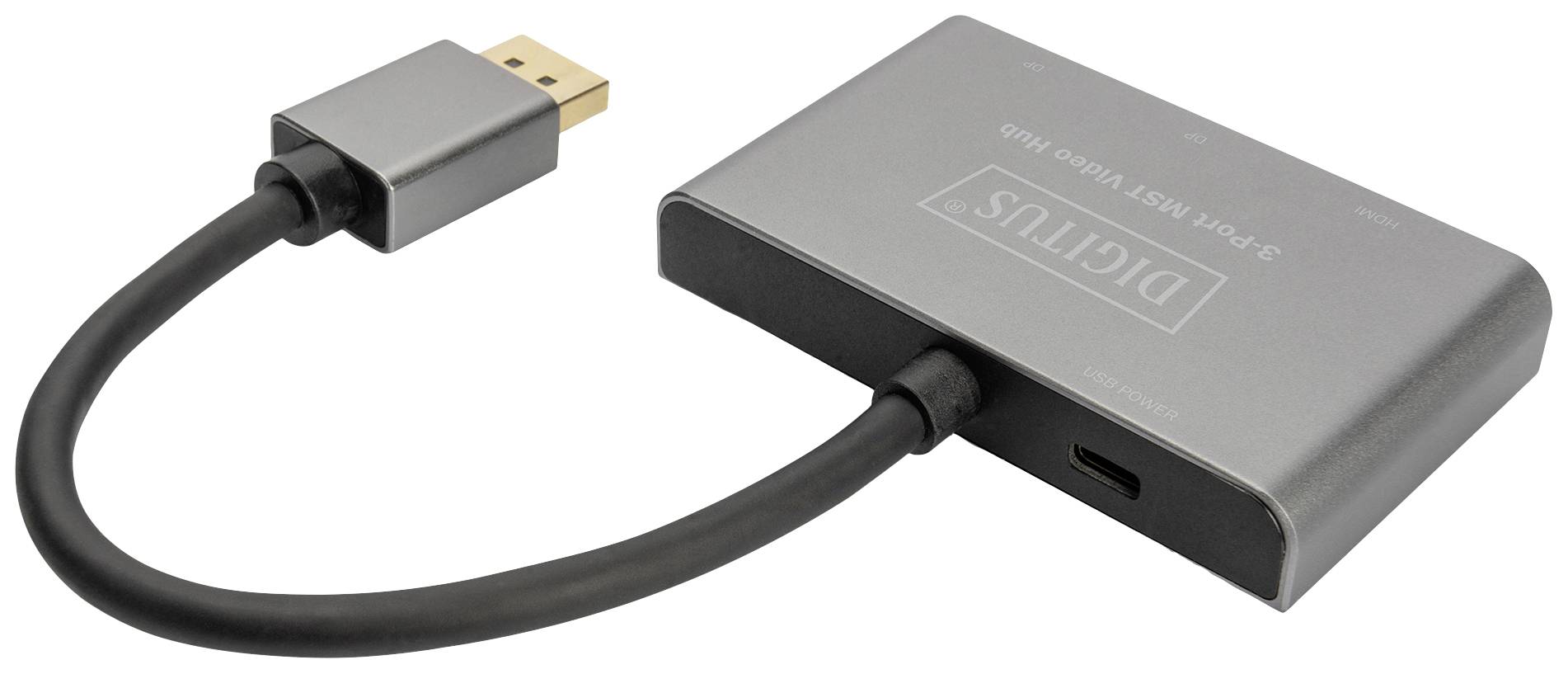 Digitus DS-45336 HDMI / DisplayPort Adapter [3x DisplayPort - 1x HDMI-Buchse] Schwarz, Grau HDMI-fähig, High Speed-HDMI, ohne
