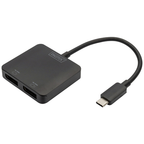 Digitus DS-45339 DisplayPort / USB-C® Adapter [1x USB-C® - 2x DisplayPort Buchse] Schwarz HDMI-fäh