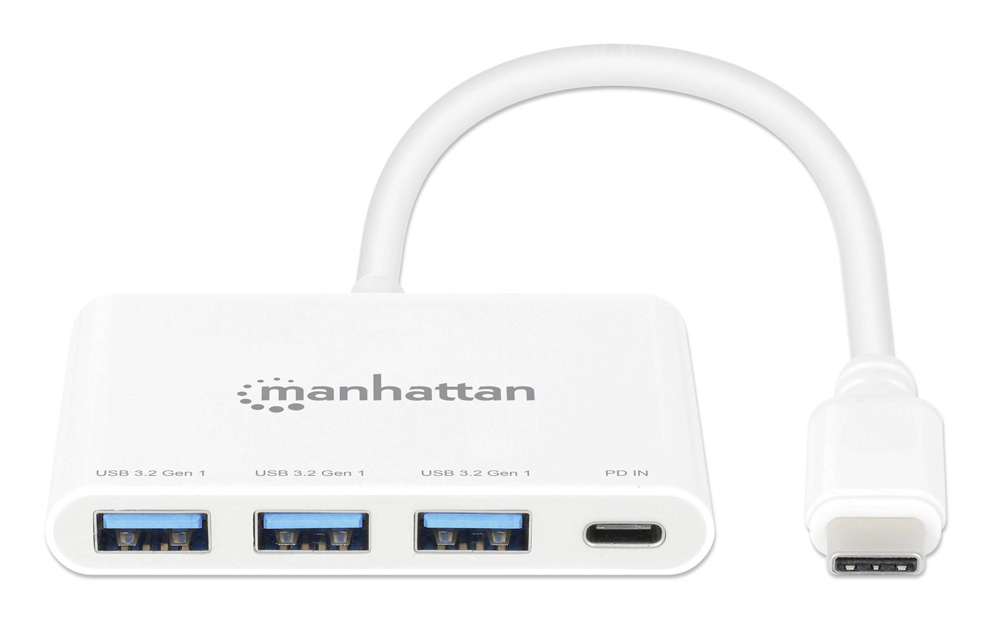 Manhattan 168434 USB 3.1 Gen 1-Hub mit USB-C® Stecker Weiß