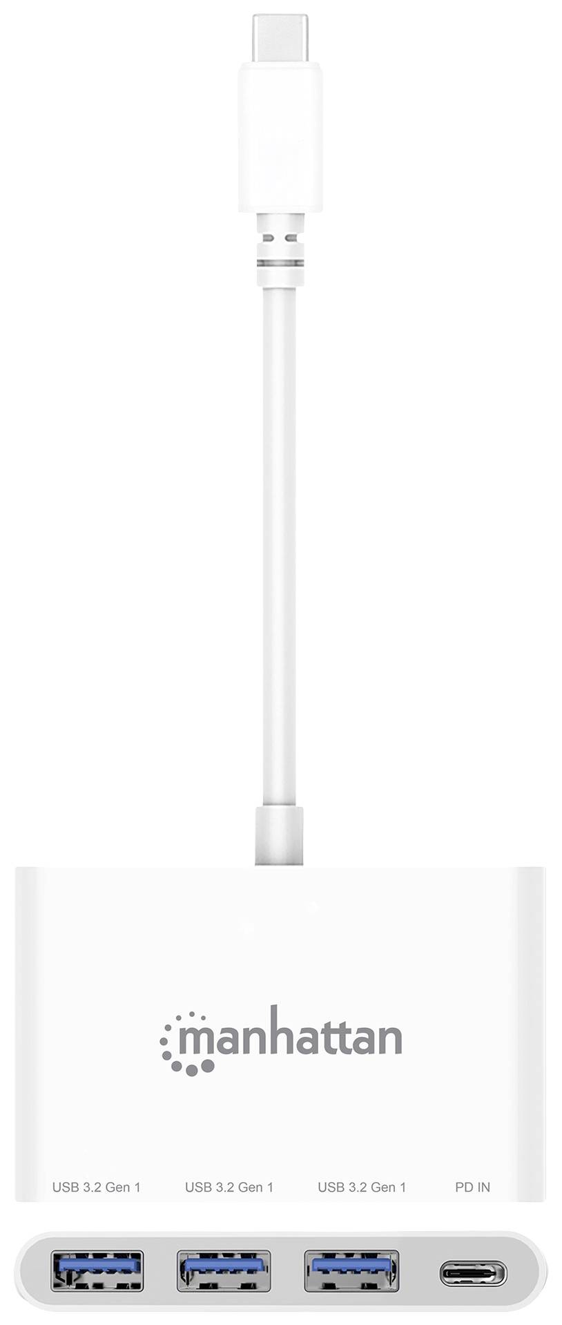 Manhattan 168434 USB 3.1 Gen 1-Hub mit USB-C® Stecker Weiß