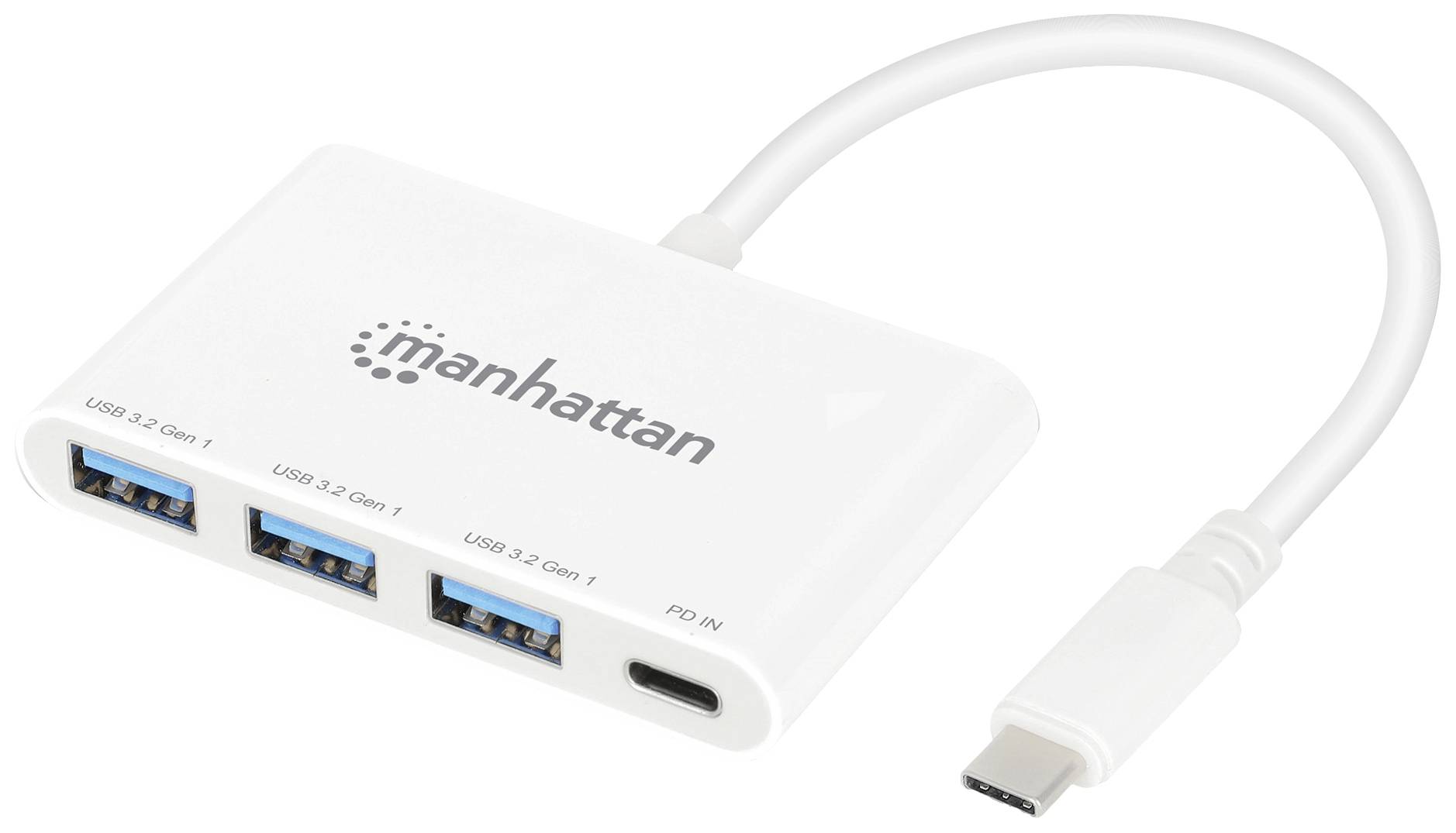 Manhattan 168434 USB 3.1 Gen 1-Hub mit USB-C® Stecker Weiß