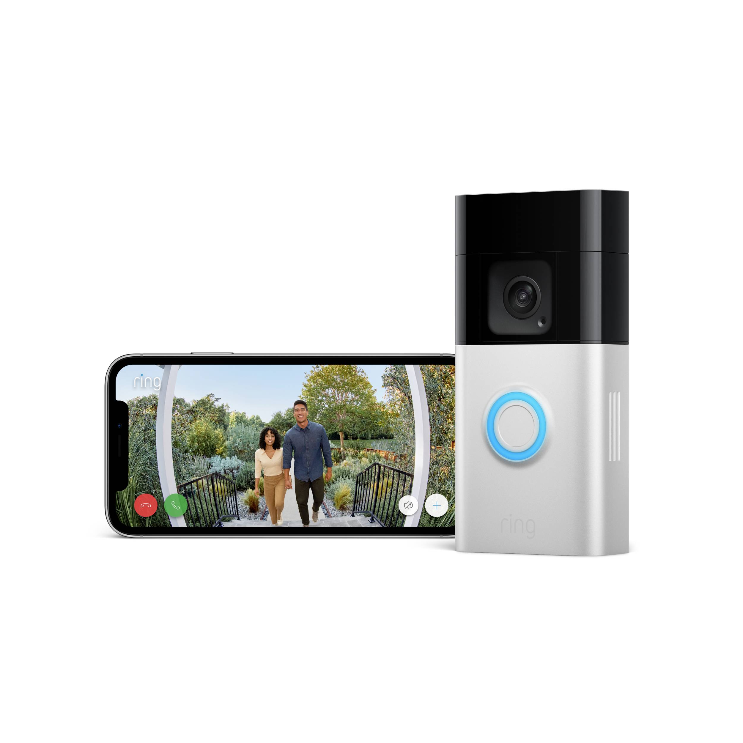 Ring B09WZBVWL9 IP-Video-Türsprechanlage Video Doorbell Plus Nickel (matt), Schwarz