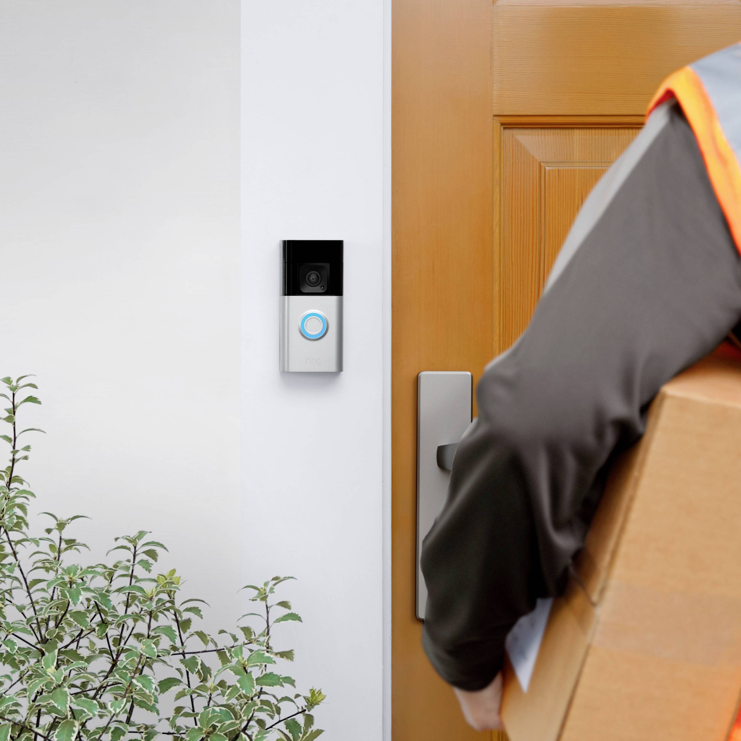 Ring B0BFJNL42P IP-Video-Türsprechanlage Video Doorbell + Chime (2nd Gen) WLAN Nickel (matt), Schwa