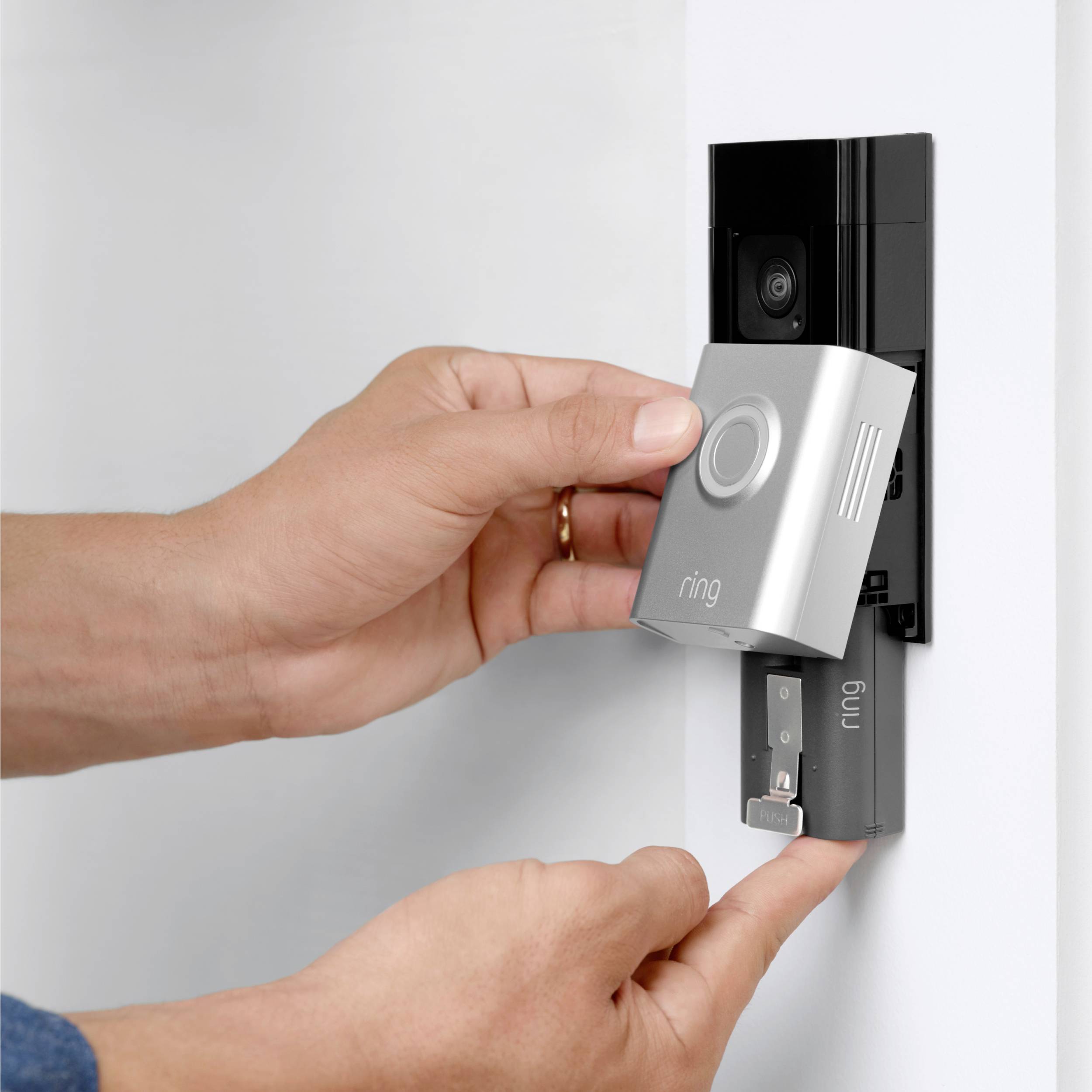 Ring B0BFJNL42P IP-Video-Türsprechanlage Video Doorbell + Chime (2nd Gen) WLAN Nickel (matt), Schwa