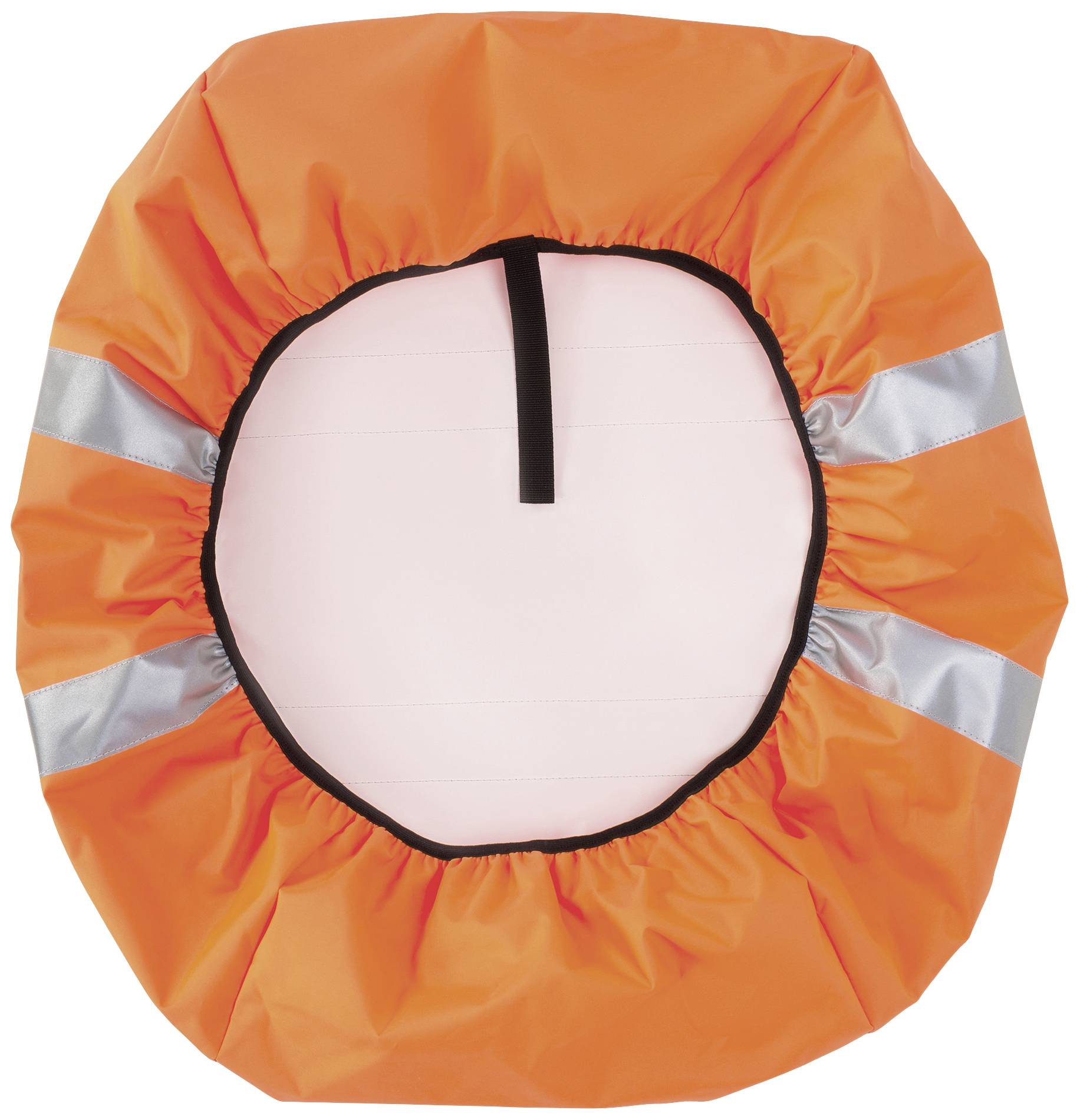 Orangefarbener Abdeckschutz mit Reflexionsstreifen, geeignet für runde Objekte wie Lenkräder oder Rucksäcke.