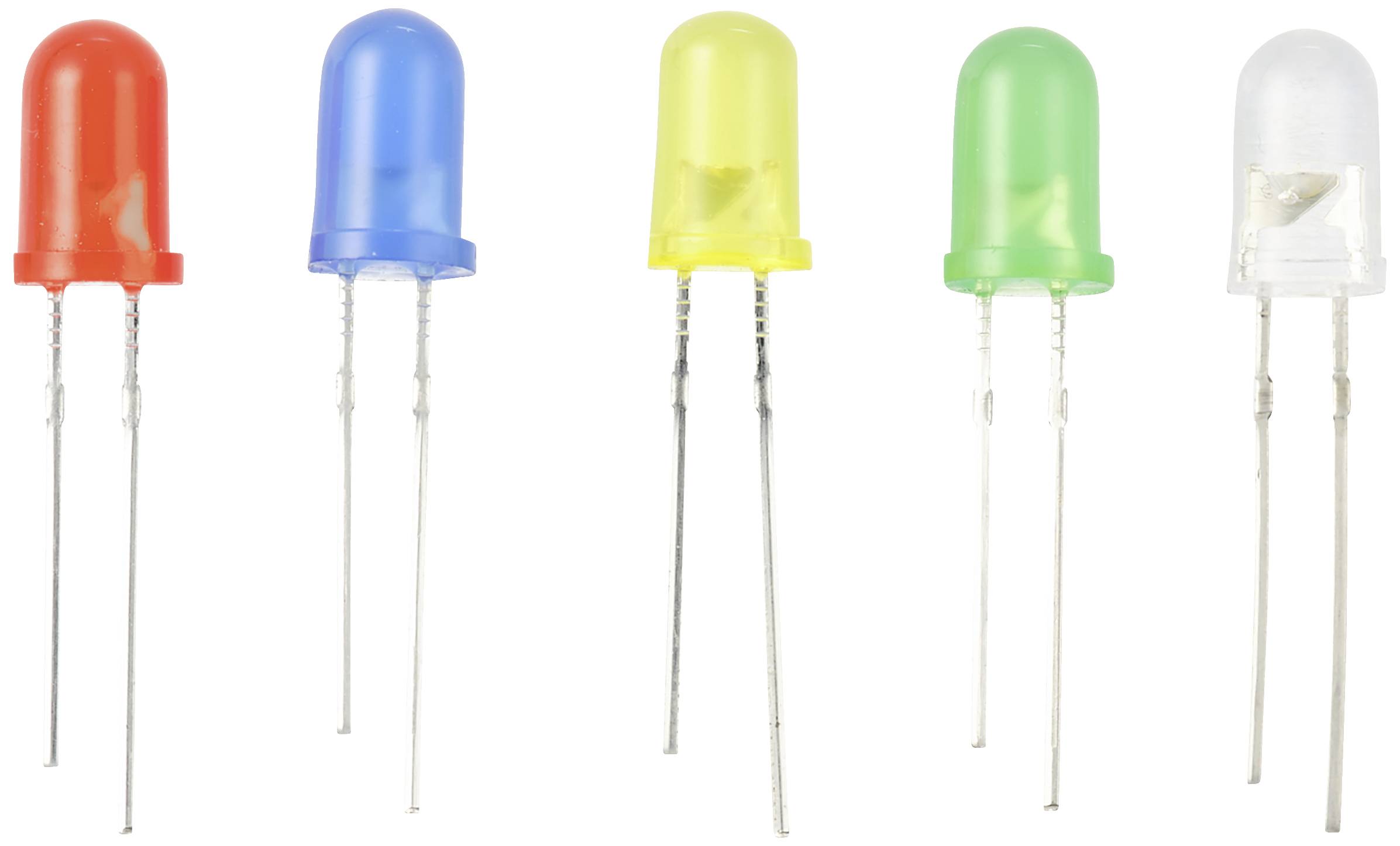 TRU COMPONENTS LED bedrahtet Rot, Gelb, Blau, Gelb-Grün, Warmweiß Rund 5mm 90 mcd, 420 mcd, 2180 mcd, 19000 mcd 30° 20mA 1.8 V