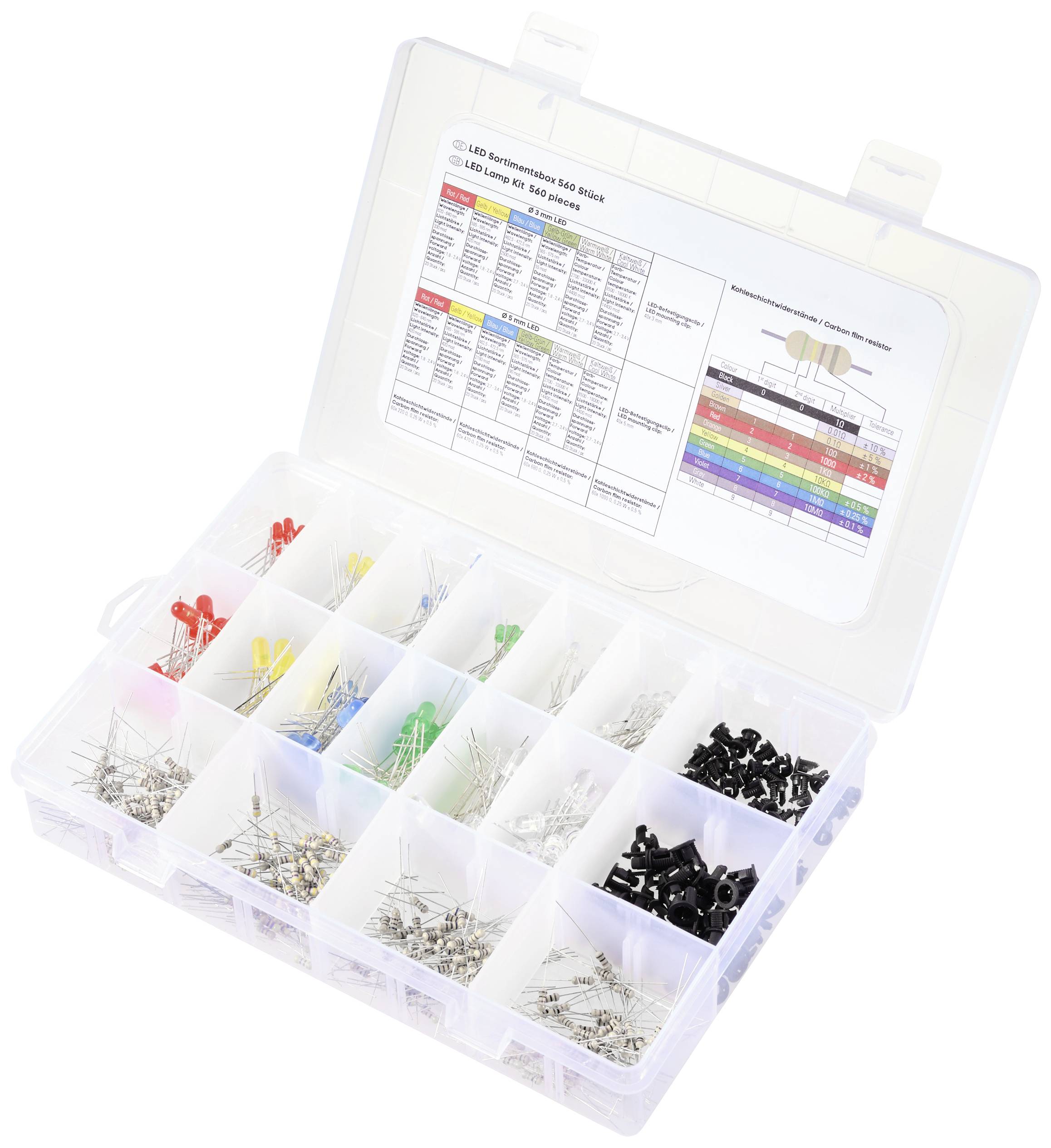 TRU COMPONENTS LED bedrahtet Rot, Gelb, Blau, Gelb-Grün, Warmweiß, Kaltweiß Rund 3 mm, 5 mm 55 mcd