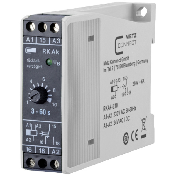 Metz Connect 110304412005 RKAk-E10 Zeitrelais Ausschaltverzögert 230 V/AC 1 St. 1 Wechsler