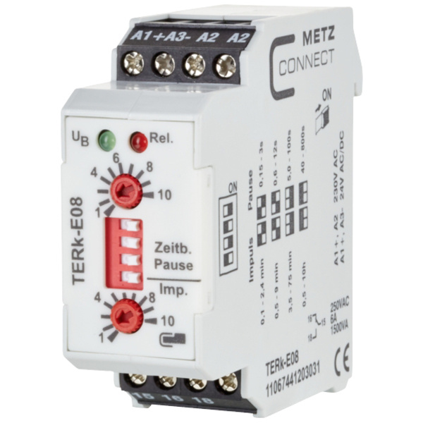 Metz Connect 11067441203031 TERk-E08 Zeitrelais 230 V/AC 1 St. 1 Wechsler