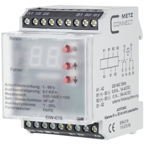 Metz Connect Überwachungsrelais 230 V/AC (max) 2 Wechsler 11027205 1 St.