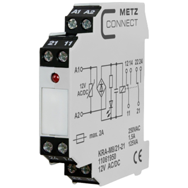 Metz Connect Koppelbaustein 12, 12 V/AC, V/DC (max) 2 Wechsler 11061950 1St.