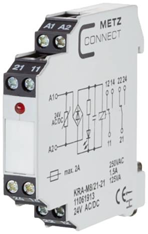 Metz Connect Koppelbaustein 24, 24 V/AC, V/DC (max) 2 Wechsler 11061913 1St.