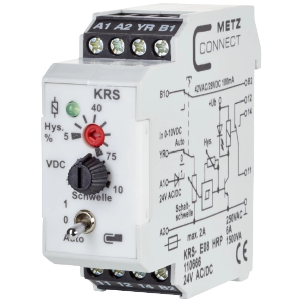 Metz Connect Schwellwertschalter 24, 24 V/AC, V/DC (max) 1 Wechsler 110666 1 St. Metz Connect Schwellwertschalter 24, 24 V/AC, V/DC (max) 1 Wechsler 110666 1 St.