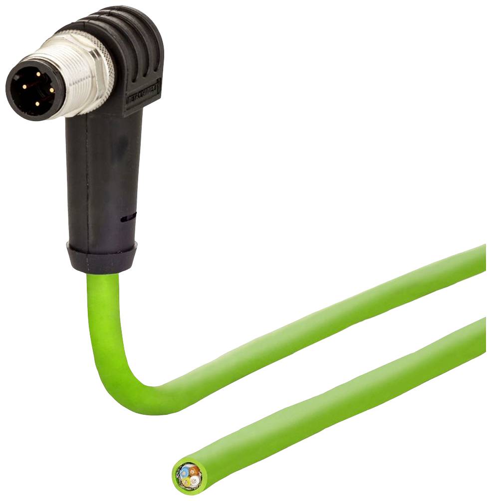 Metz Connect 142M1D90010 M12 Netzwerkkabel, Patchkabel CAT 5e SF/FTP 1.00 m Grün PUR-Mantel, Säurebeständig, Ozonbeständig, UV-Beständig, Schlepp