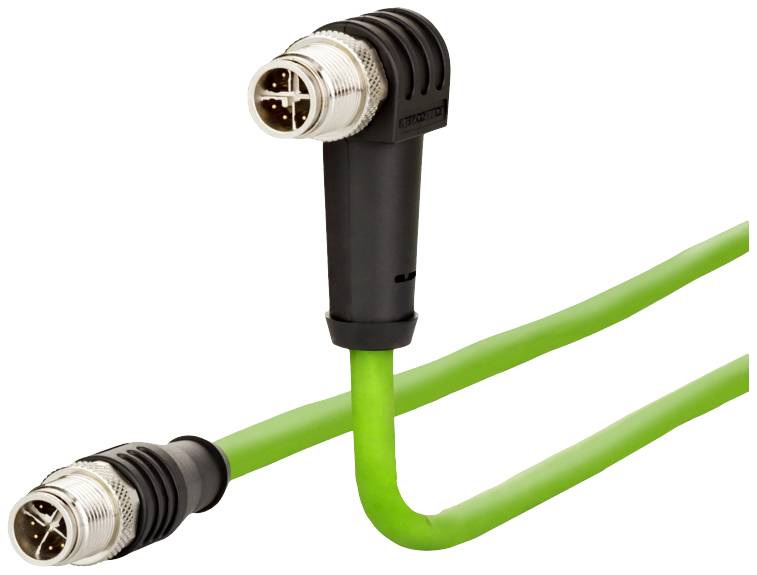 Metz Connect 142M2X1C020 M12 Netzwerkkabel, Patchkabel CAT 6a S/FTP 2.00m Grün PUR-Mantel, Säurebeständig, Ozonbeständig