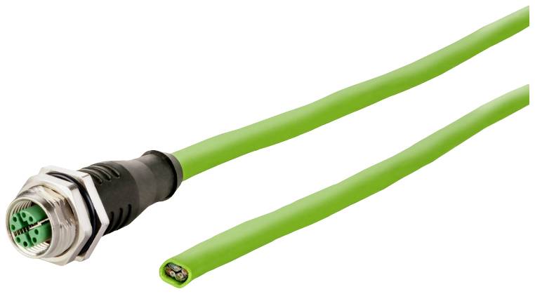 Metz Connect 142M2X20050 M12 Netzwerkkabel, Patchkabel CAT 6a S/FTP 5.00 m Grün PUR-Mantel, Säurebe