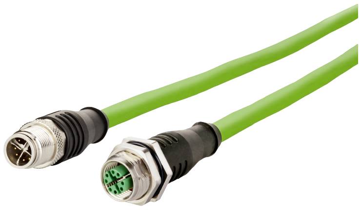 Metz Connect 142M2X12050 M12 Netzwerkkabel, Patchkabel CAT 6a S/FTP 5.00 m Grün PUR-Mantel, Säurebeständig, Ozonbeständig, UV-Beständig, Schleppk