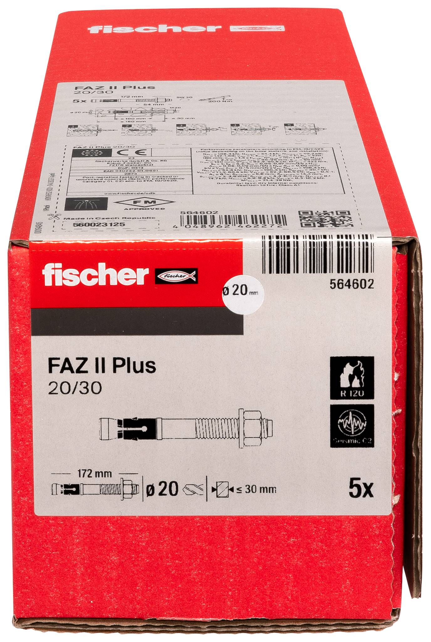 Fischer 564602 FAZ II Plus 20/30 Bolzenanker 172mm 20mm 5St.