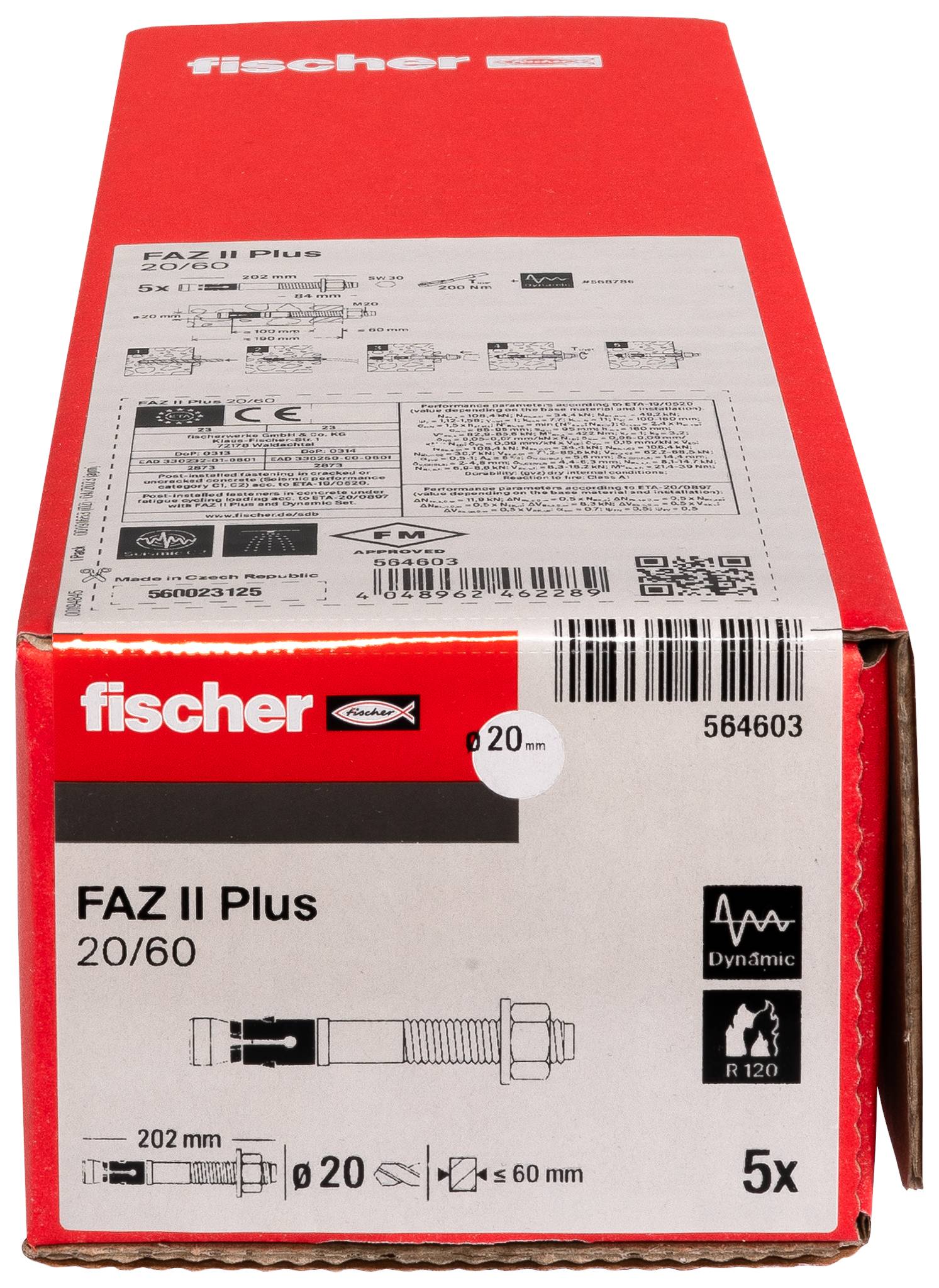 Fischer 564603 FAZ II Plus 20/60 Bolzenanker 202mm 20mm 5St.