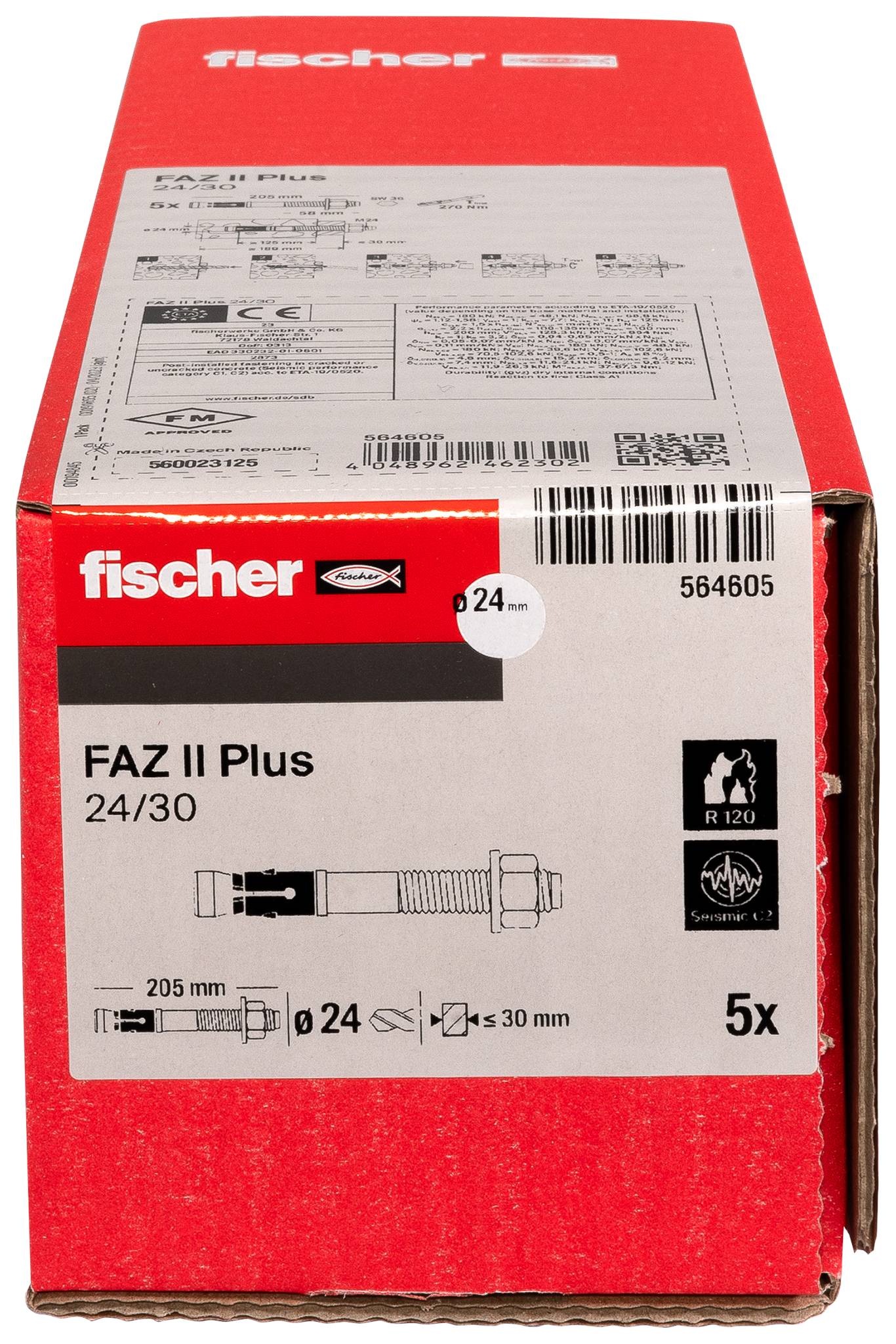 Fischer 564605 FAZ II Plus 24/30 Bolzenanker 205mm 24mm 5St.