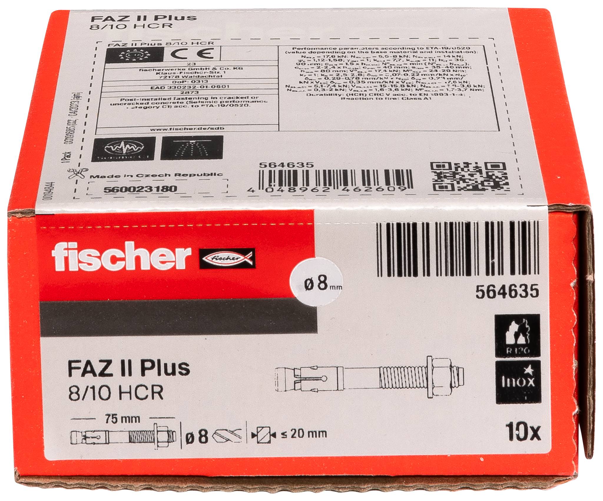 Fischer 564635 FAZ II Plus 8/10 HCR Bolzenanker 75mm 8mm 10St.