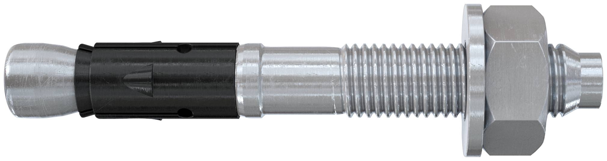 Ein Metallbolzen mit Schraubgewinde und sechseckiger Mutter. Hauptsächlich verwendet für stabile Befestigungen in Baukonstruktionen.