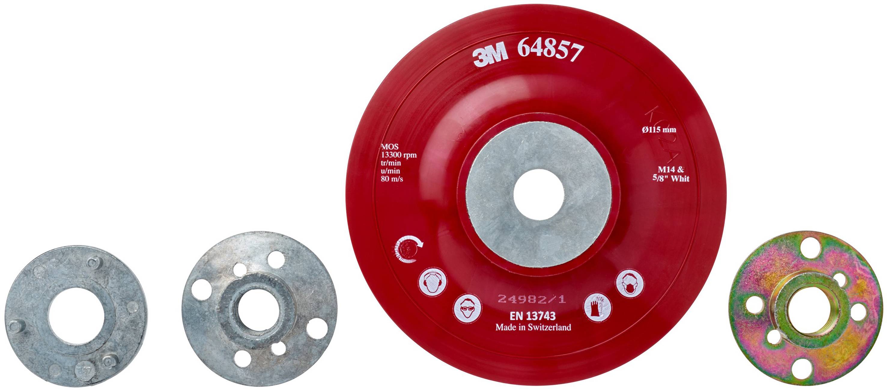 3M 64857 3M™ Hochleistungsstützteller flach, rot, 115 mm, M14, flexibel Durchmesser 115mm