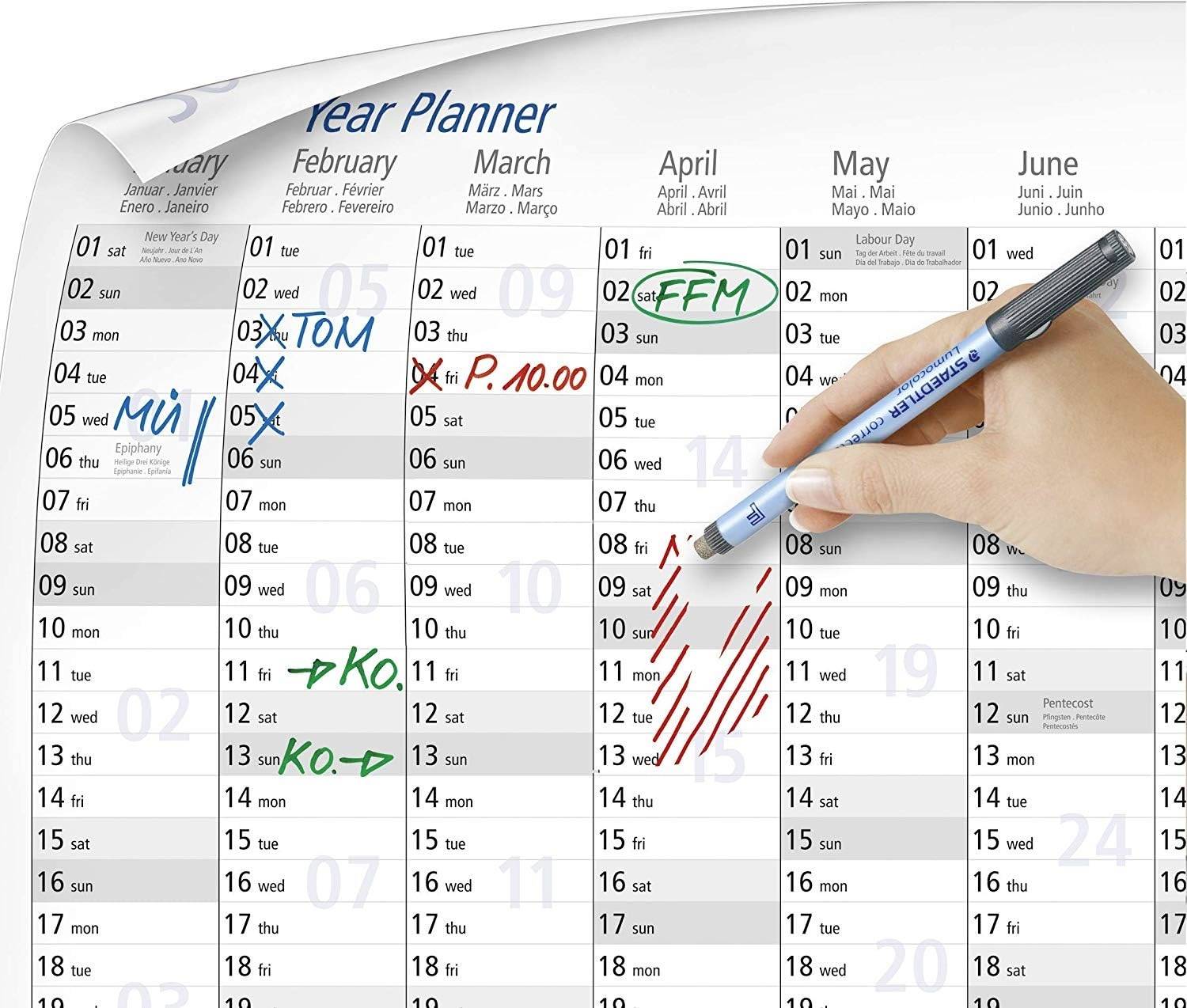 Staedtler Wandkalender Lumocolor® year planner 641 YP 641 YPA3DE DIN A3 12 Monate/1 Seite 1St.