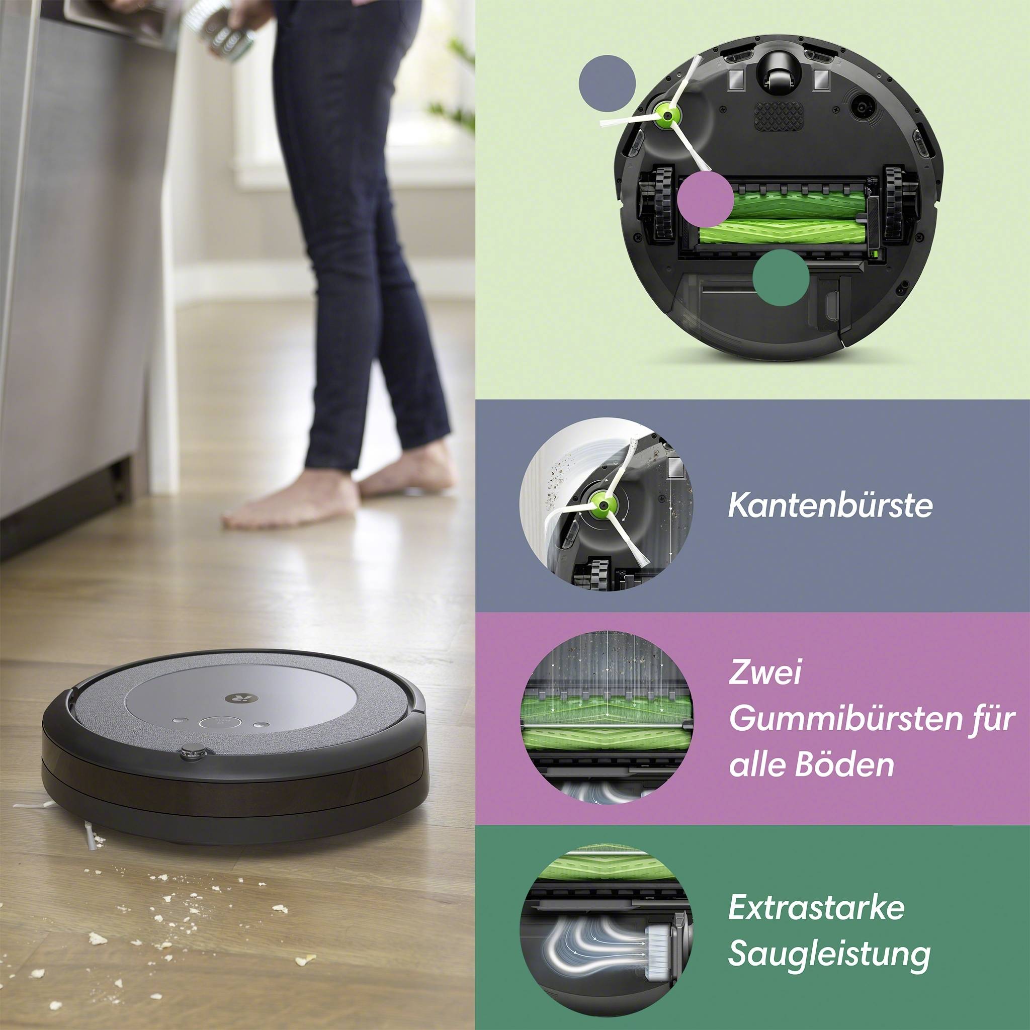 IRobot Roomba i5658 Saugroboter Schwarz, Neutral-Grau App gesteuert, Sprachgesteuert, kompatibel mit Amazon Alexa, kompatibel mit
