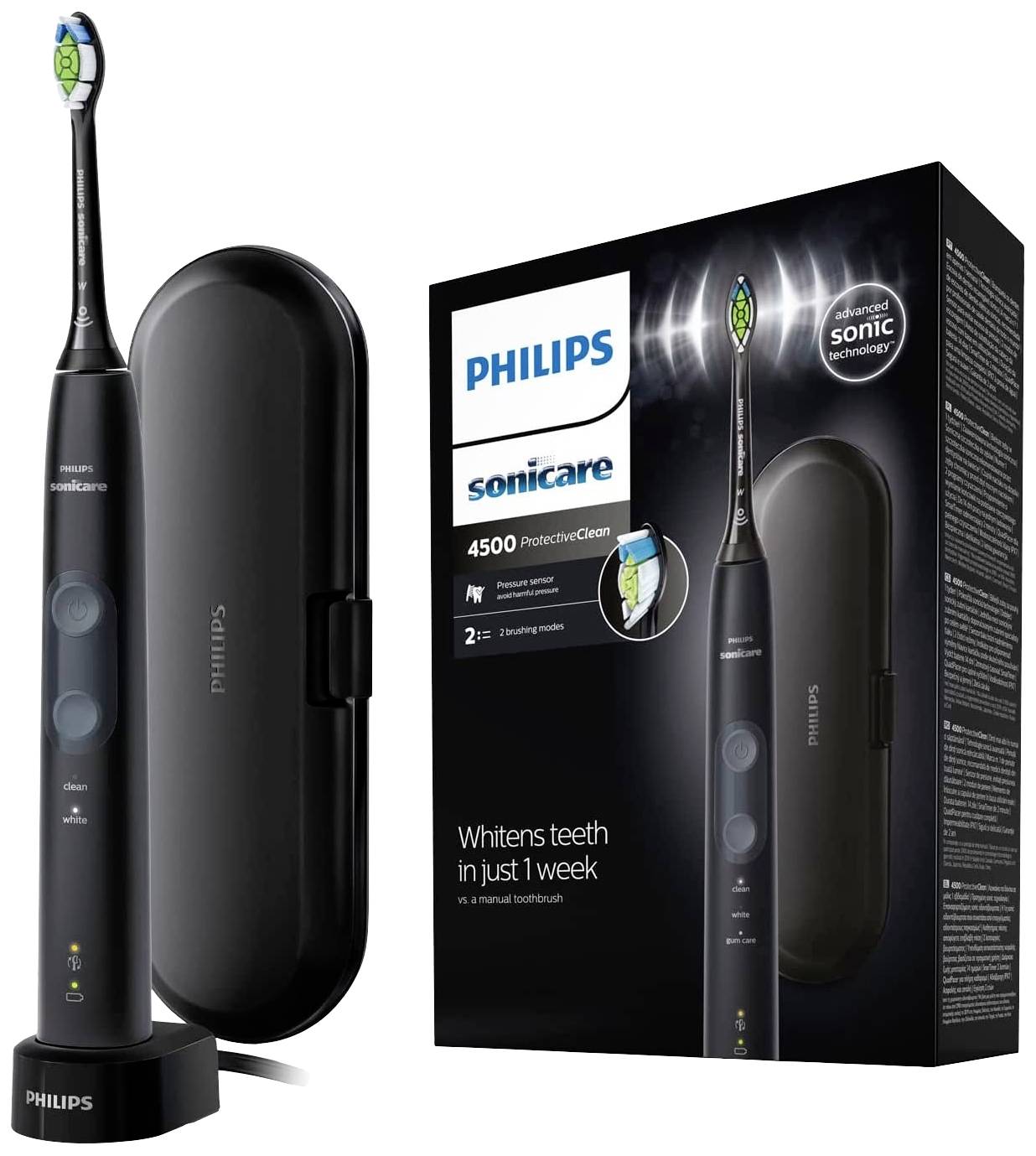Philips Sonicare 4500 ProtectiveClean HX6830/53 Elektrische Zahnbürste Schallzahnbürste Schwarz