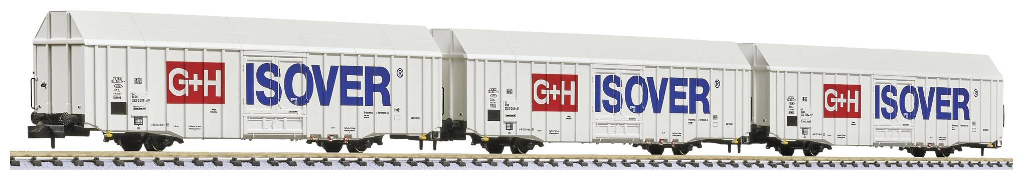 Liliput L260159 N 3er-Set Güterwagen Hbbks G+H ISOVER der DB AG