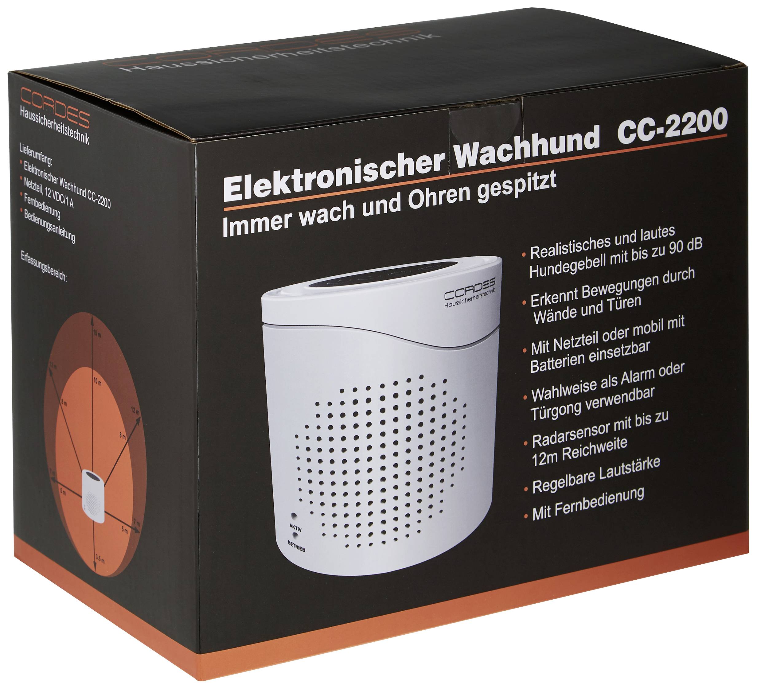 Cordes Haussicherheit Elektronischer Wachhund CC-2200 Weiß mit Fernbedienung 120 dB 002002