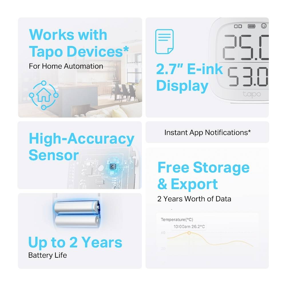 TP-LINK Temperatursensor und Luftfeuchtesensor Smarter Temperatur- und Feuchtigkeitsmonitor