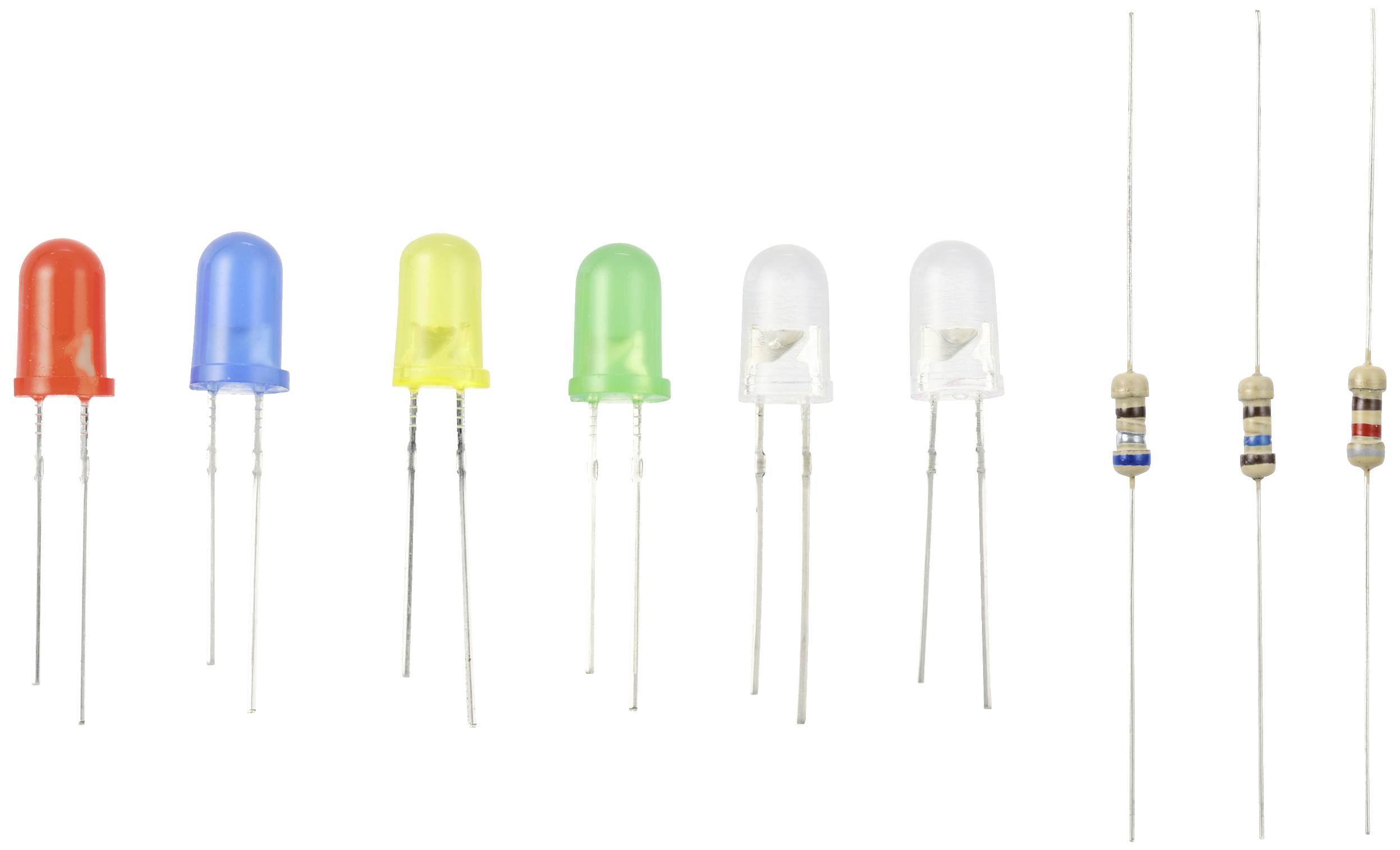 TRU COMPONENTS LED-Sortiment Rot, Gelb, Grün, Blau, Warmweiß, Kaltweiß Rund 5mm 150 mcd, 400 mcd, 600 mcd, 800 mcd, 20000 mcd