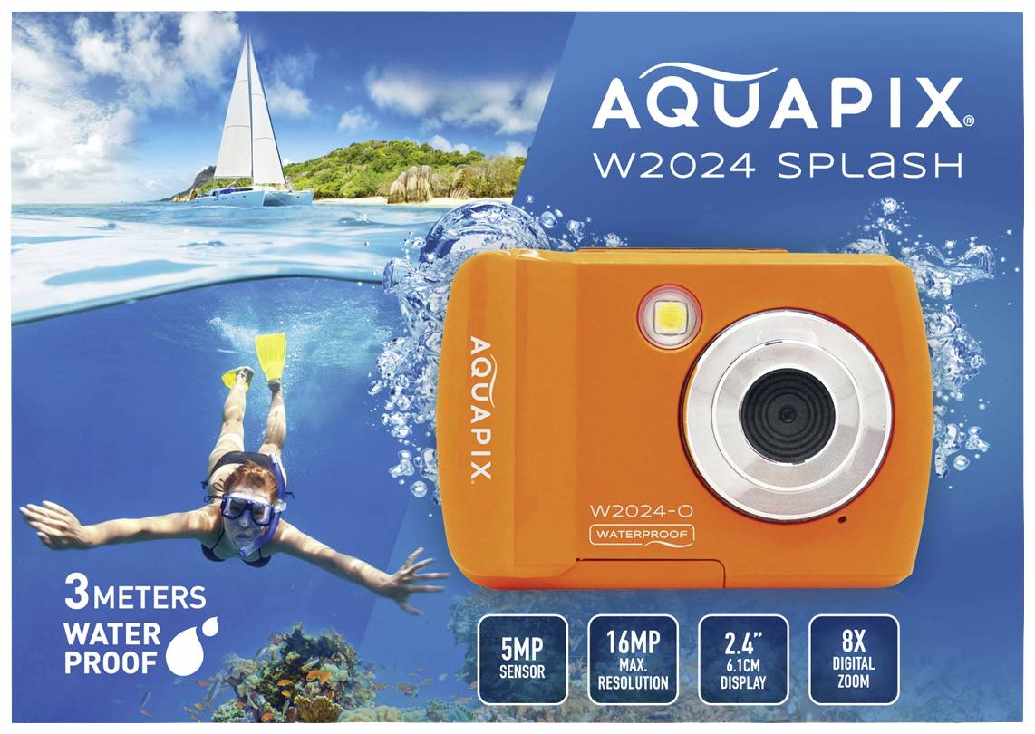Aquapix W2024 Splash Orange Digitalkamera 16 Megapixel Orange Wasserdicht