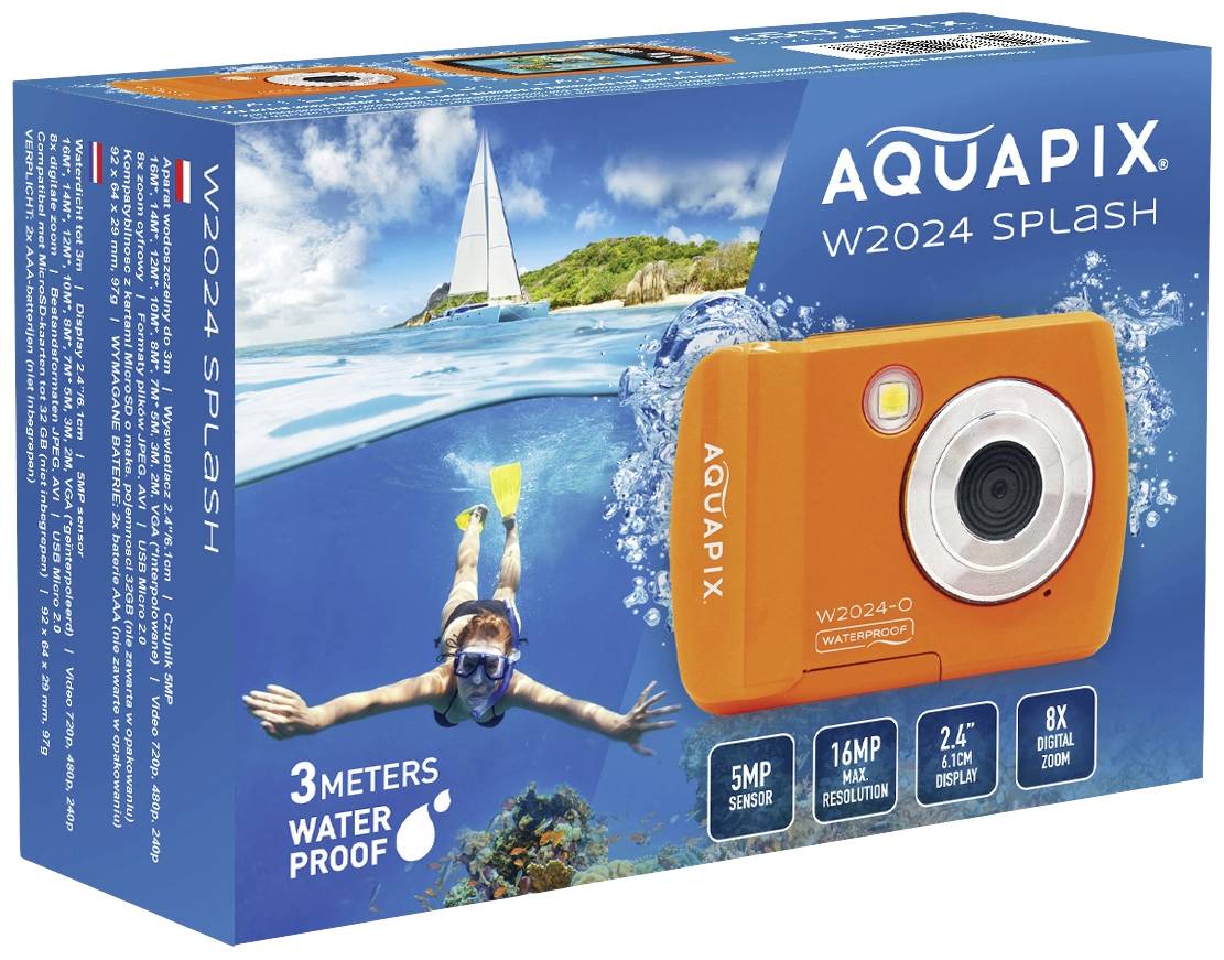 Aquapix W2024 Splash Orange Digitalkamera 16 Megapixel Orange Wasserdicht