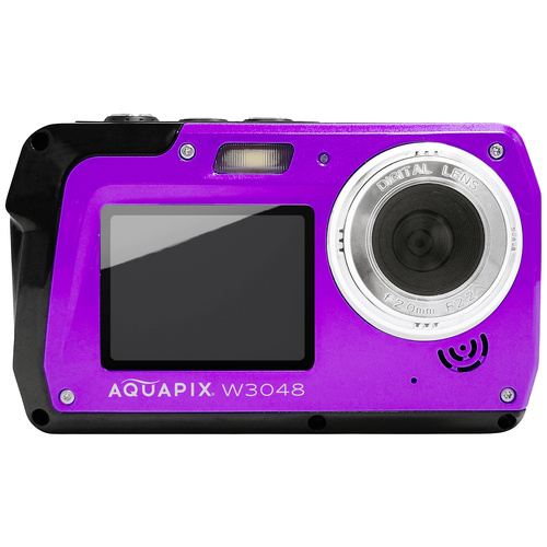 Aquapix W3048-V Edge Violet Digitalkamera 48 Megapixel Violett Unterwasserkamera, Frontdisplay