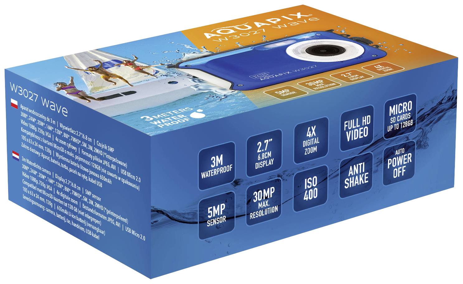 Aquapix W3027-M Wave Marine Blue Digitalkamera 5 Megapixel Marineblau Wasserdicht