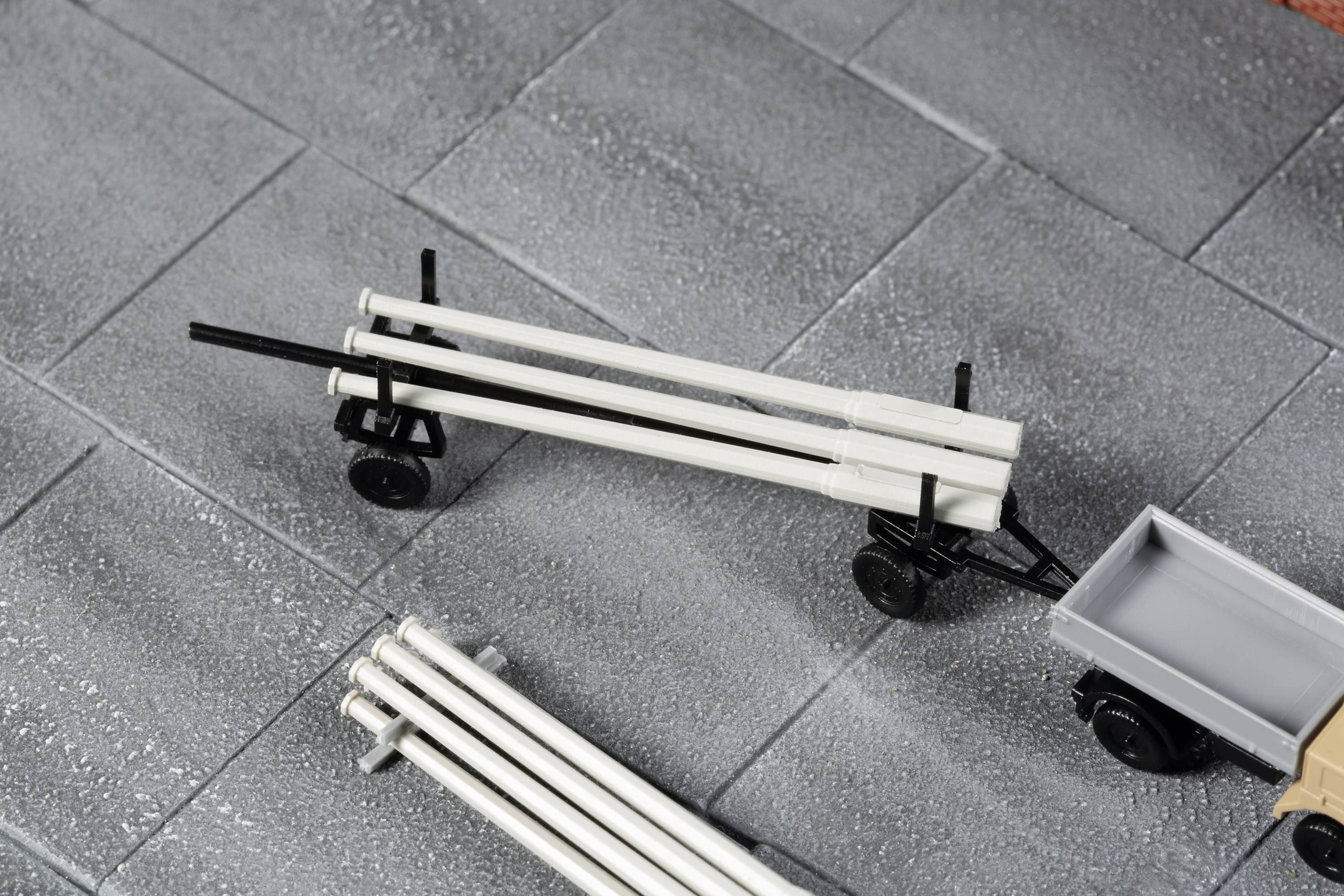 Auhagen 44658 N LKW Modell Multicar M22 Pritsche mit Langmaterialanhänger